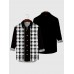 Plaid Series White Tartan Scottish And Black Stitching Men's Long Sleeve Shirt