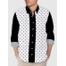 Mid-Century Black-White Dot and Line Fashion Printing Men's Long Sleeve Shirt