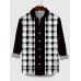 Plaid Series White Tartan Scottish And Black Stitching Men's Long Sleeve Shirt