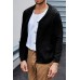 Men's Lapel Leather Button Solid Color Cable Long Sleeve Knit Sweater