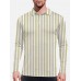 Plaid Series White LightYellow Colorblock Stripe Printing Men‘s Long Sleeve Polo