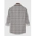 Full-Print Black And White Houndstooth Printing Men's Long Sleeve Shirt